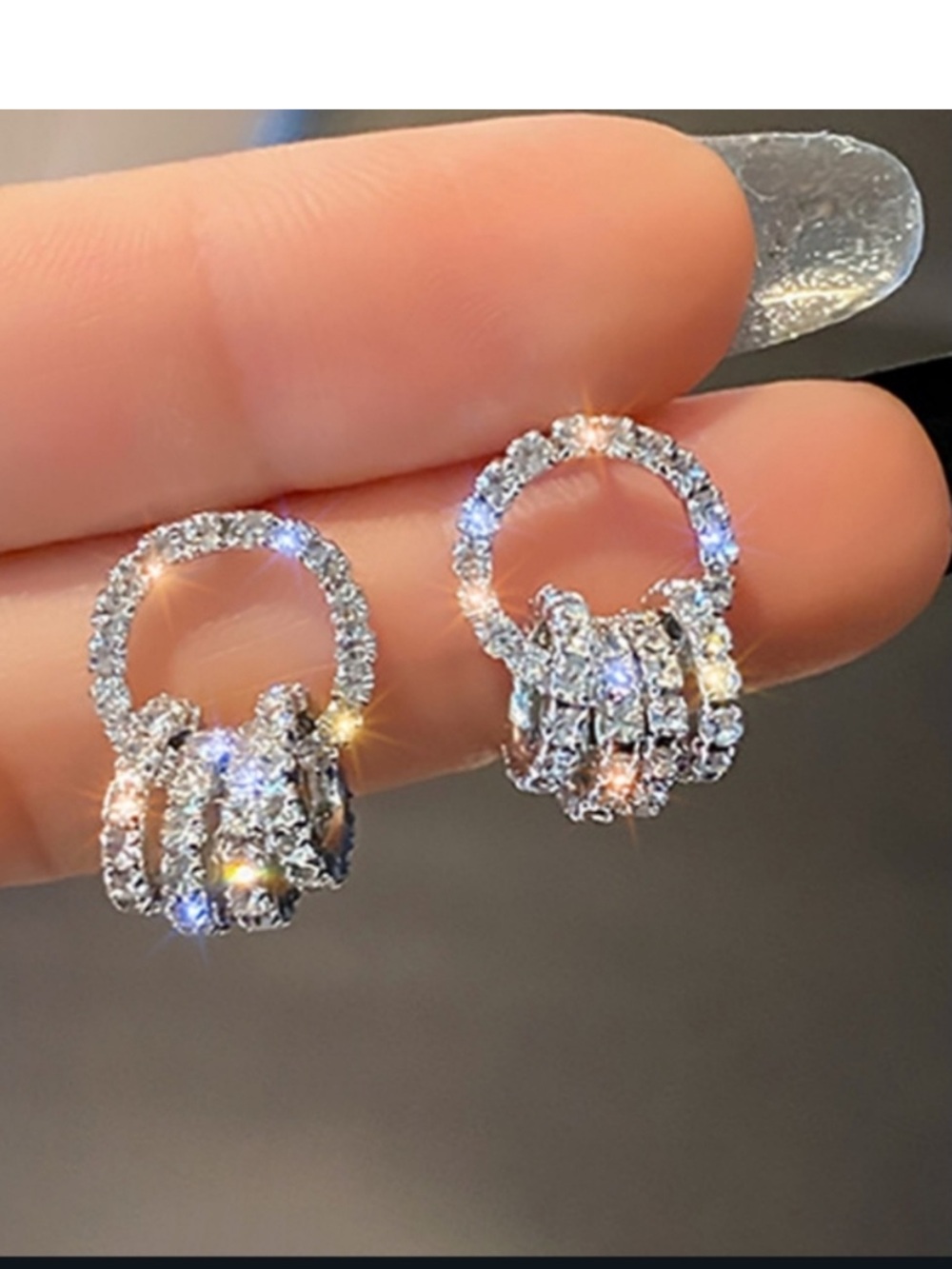 Silver Crystal Drop Earrings  NWT  Dazzling White Cubic Zirconia